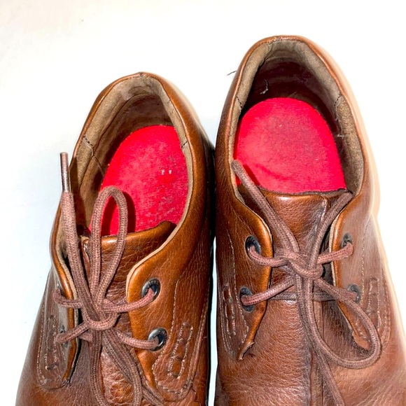 Men’s Sz 9 AETREX EUC Brown Lace Up Oxford Casual Walker Brown Leather Shoes - Picture 2 of 9